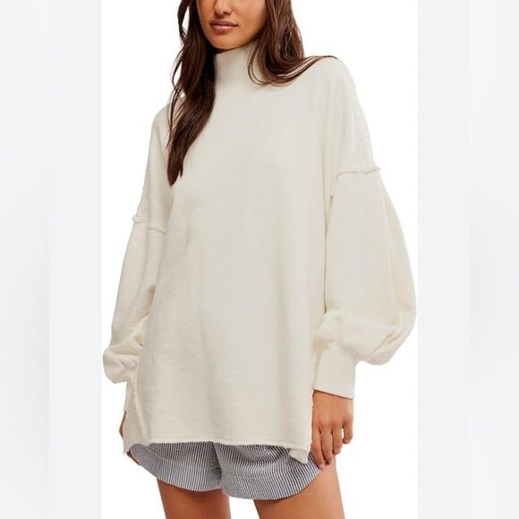 Free People Sweaters - free people XS S M Coconut Milk Wonderful Oversized Cotton Sweater Pullover